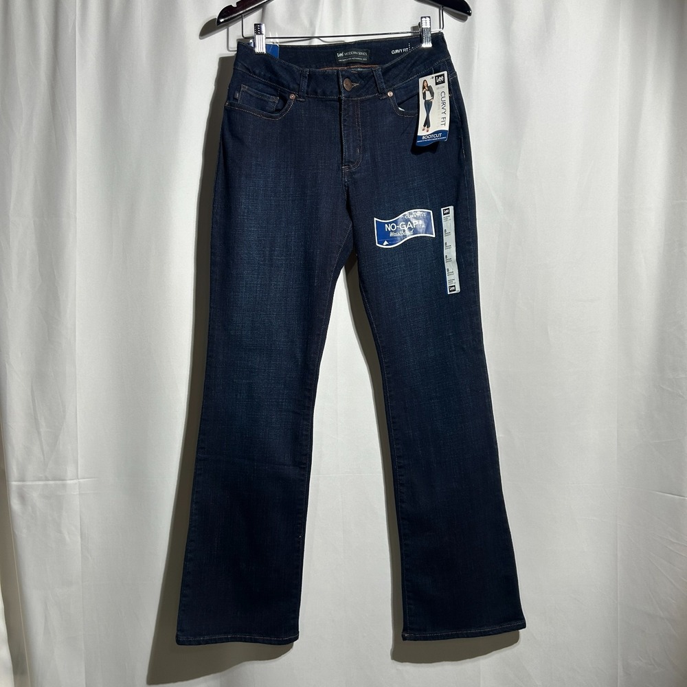 New Lee Modern Series Curvy Fit Bootcut Jeans Womens 8/M, No Gap Waistband, Dark